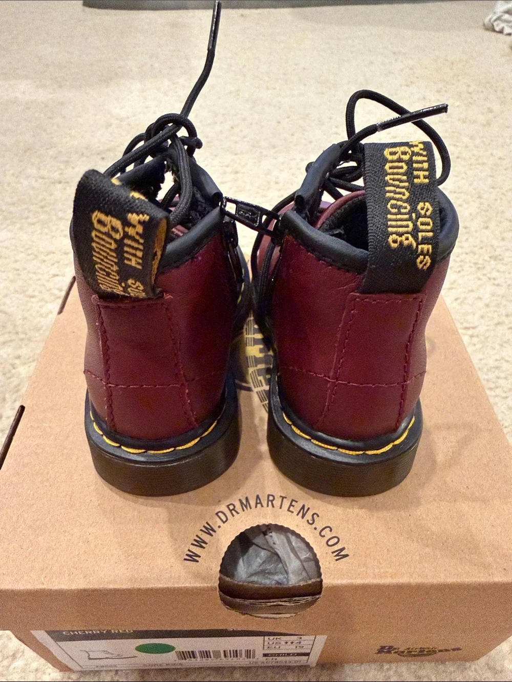Dr. Martens Kids Burgundy Leather Lace-Up Boots